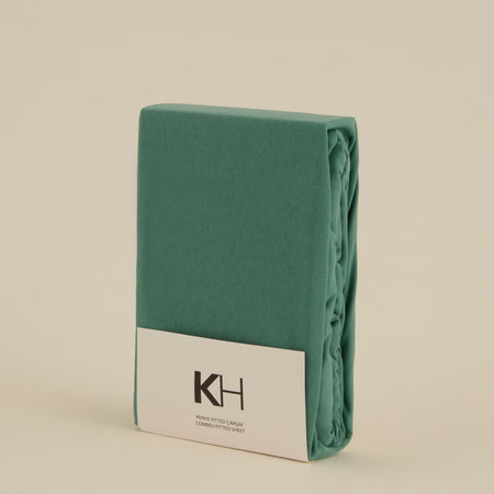 Karaca Home 100% Cotton Jersey Fitted Sheet, Single Size, Green - MALLTURK