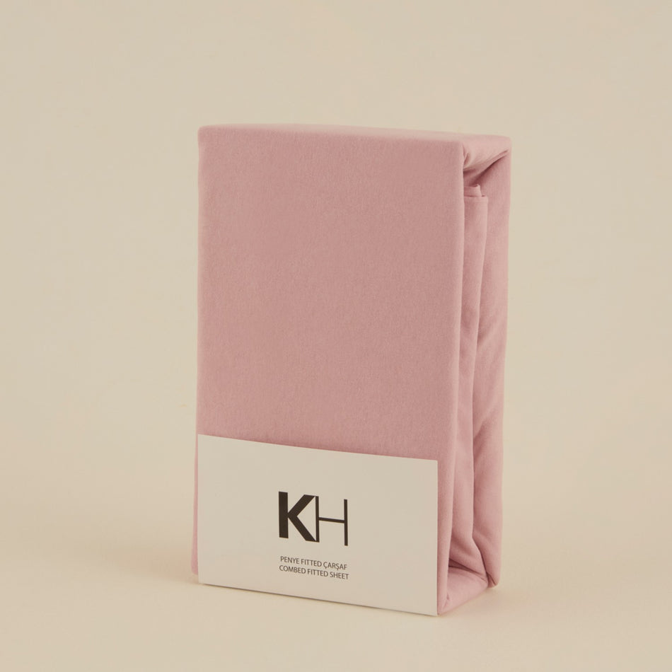 Karaca Home Cotton Fitted Sheet, Single Size, 100 x 200 + 30 cm, Powder Pink - MALLTURK