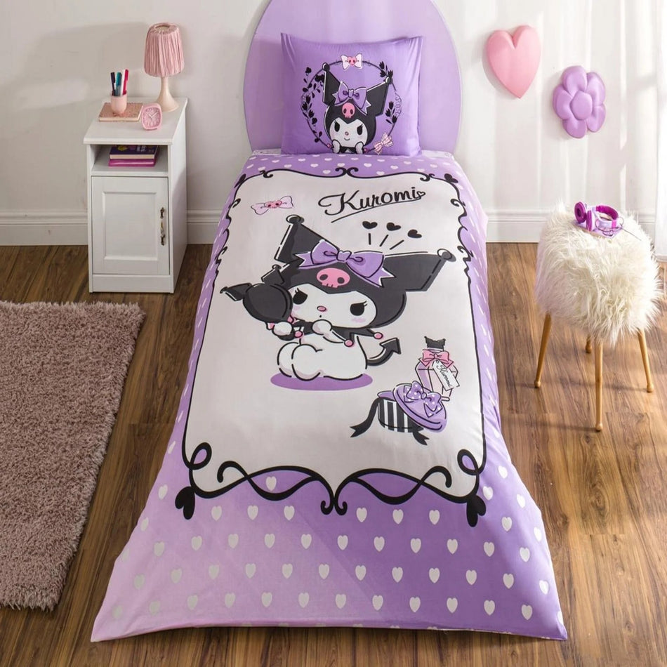 Tac Lisansli Kuromi Single Cotton Duvet Cover Set - MALLTURK