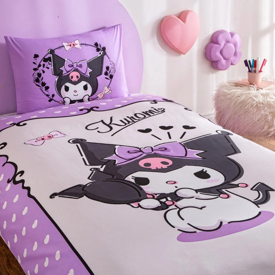 Tac Lisansli Kuromi Single Cotton Duvet Cover Set - MALLTURK