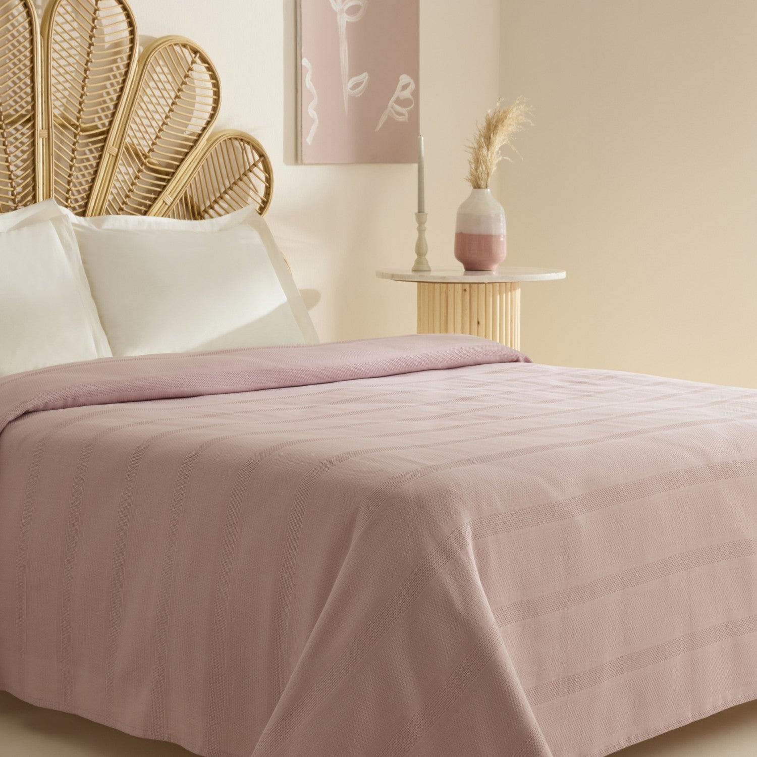 Karaca Home Rosy Double Single Quilted Blanket Powder Pink - MALLTURK