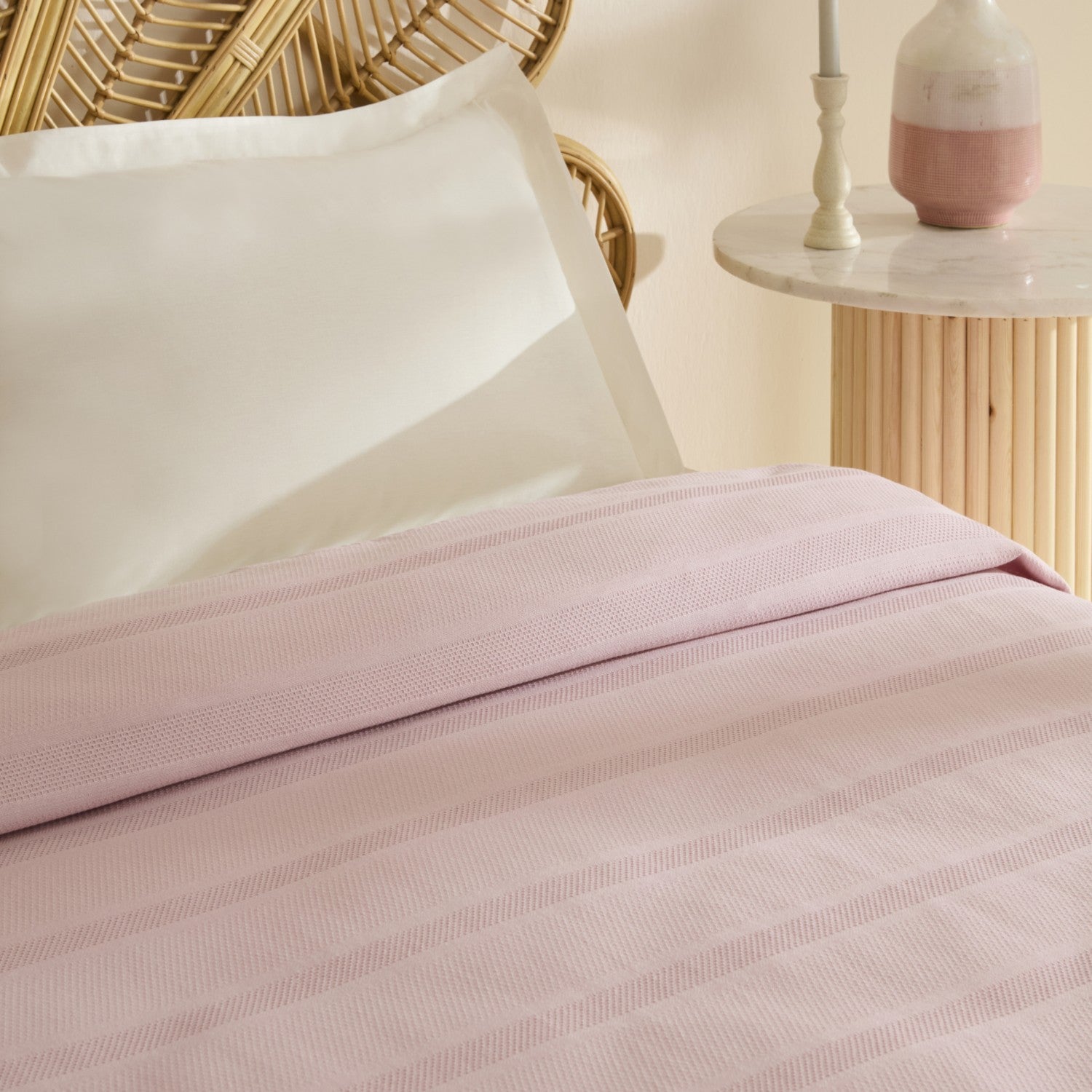 Karaca Home Rosy Double Single Quilted Blanket Powder Pink - MALLTURK