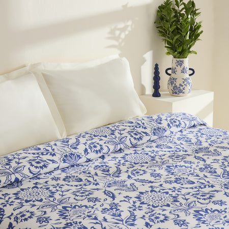Karaca Home Sven 100% Cotton Double Single Quilted Blanket Blue - MALLTURK