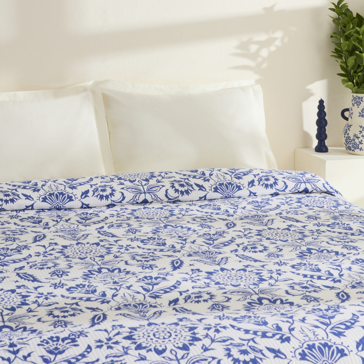 Karaca Home Sven 100% Cotton Double Single Quilted Blanket Blue - MALLTURK