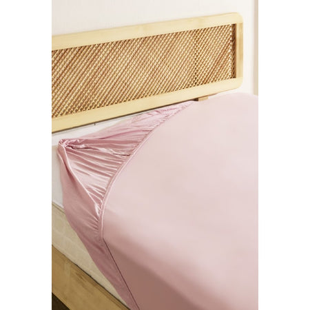 Karaca Home Cotton Fitted Sheet, Single Size, 100 x 200 + 30 cm, Powder Pink - MALLTURK