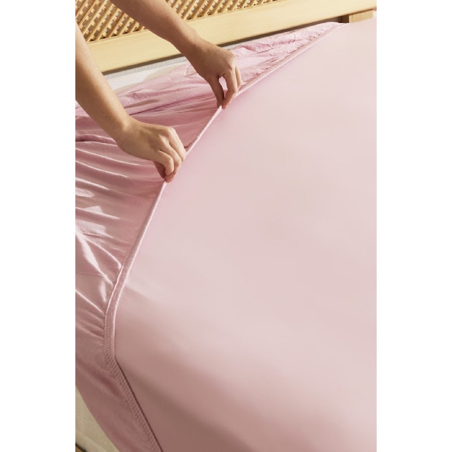 Karaca Home Cotton Fitted Sheet, Single Size, 100 x 200 + 30 cm, Powder Pink - MALLTURK