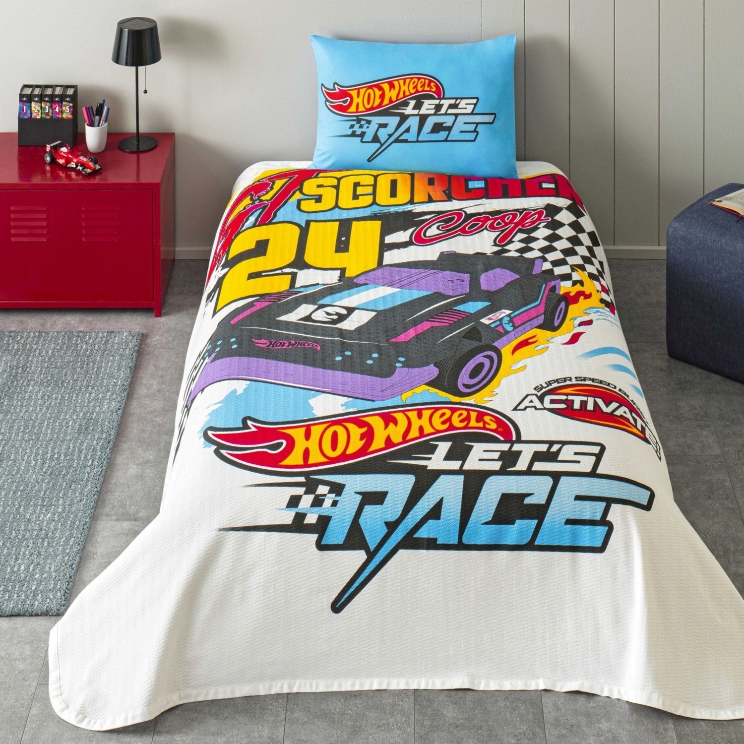Tac Licensed hot wheels fast Single Cotton Pique Bedding Set - MALLTURK