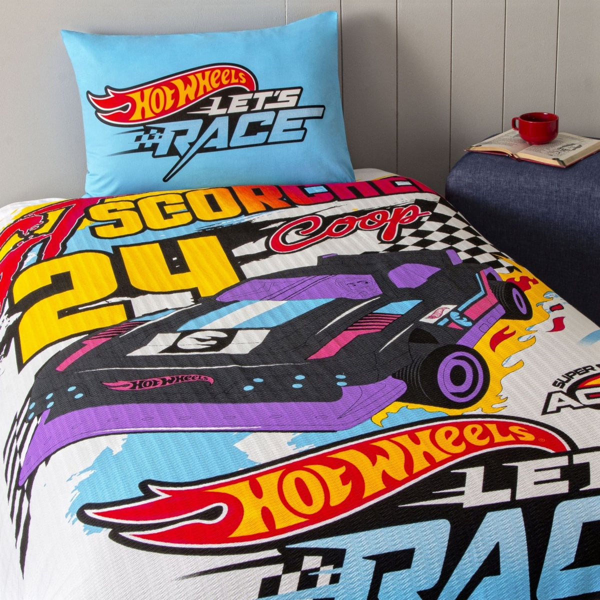 Tac Licensed hot wheels fast Single Cotton Pique Bedding Set - MALLTURK