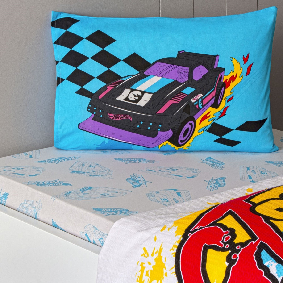Tac Licensed hot wheels fast Single Cotton Pique Bedding Set - MALLTURK