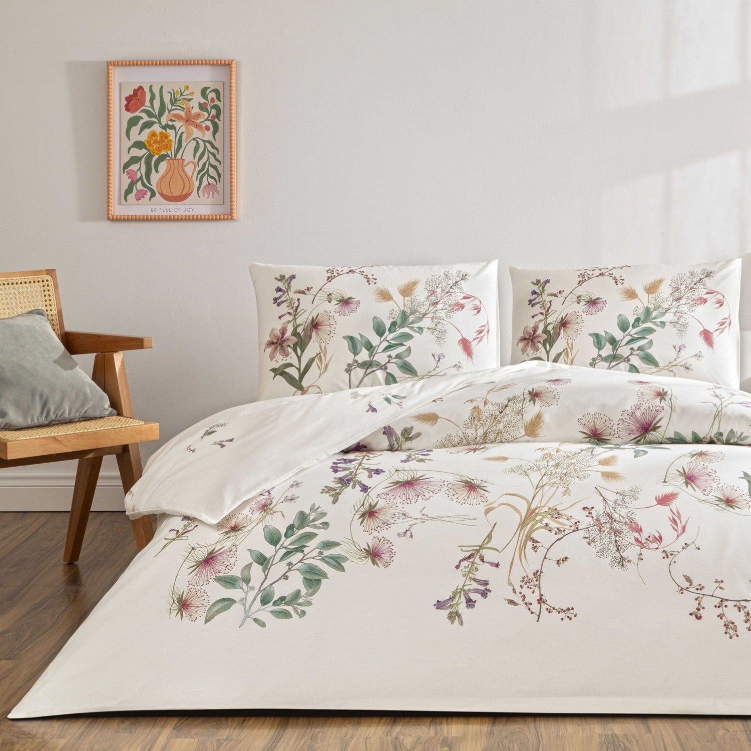 Tac Elowen Double Duvet Cover Set Green Patterned 200 x 220 cm Cotton Fabric - MALLTURK