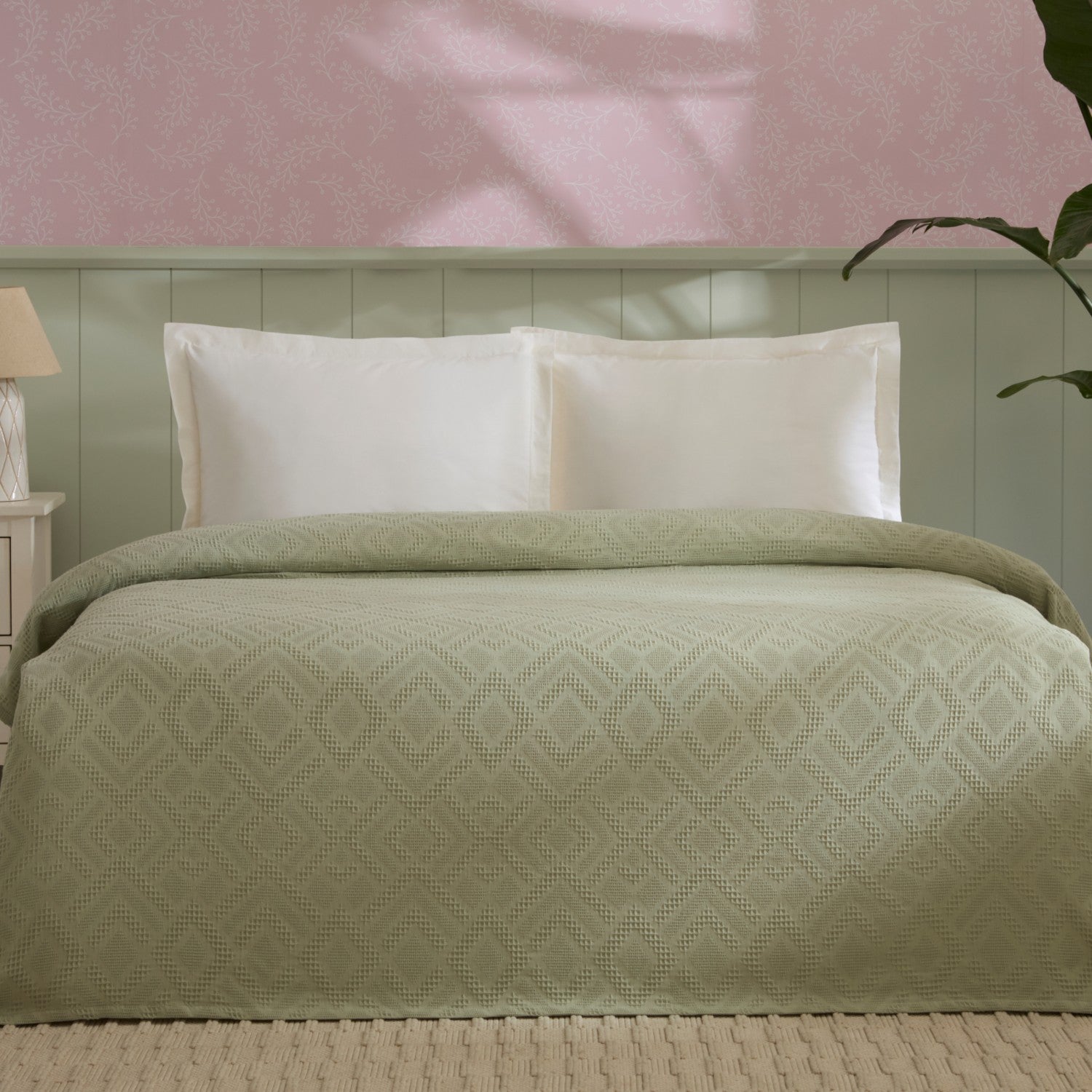 Karaca Home Mansy Double Single Quilted Bedspread, Sage - MALLTURK