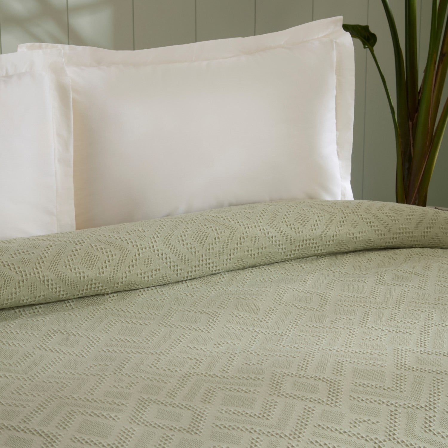 Karaca Home Mansy Double Single Quilted Bedspread, Sage - MALLTURK