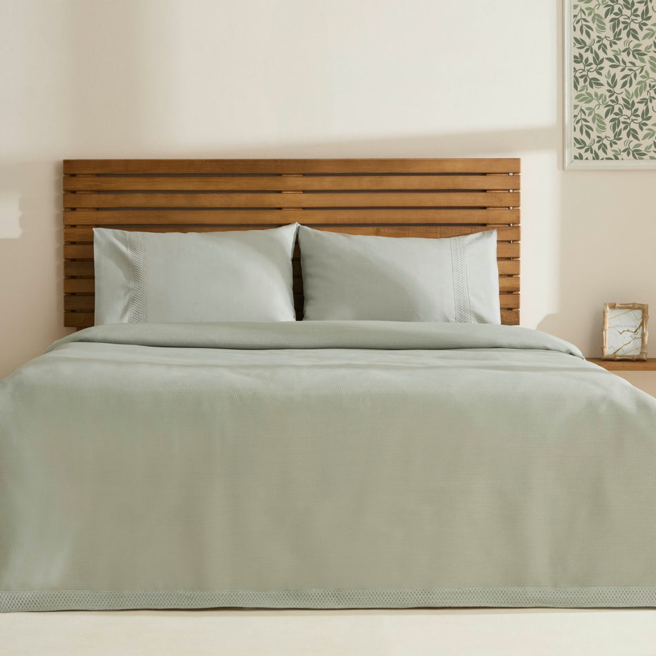 Karaca Home Maisy Bamboo Double Bed Quilt Set, Sage - MALLTURK