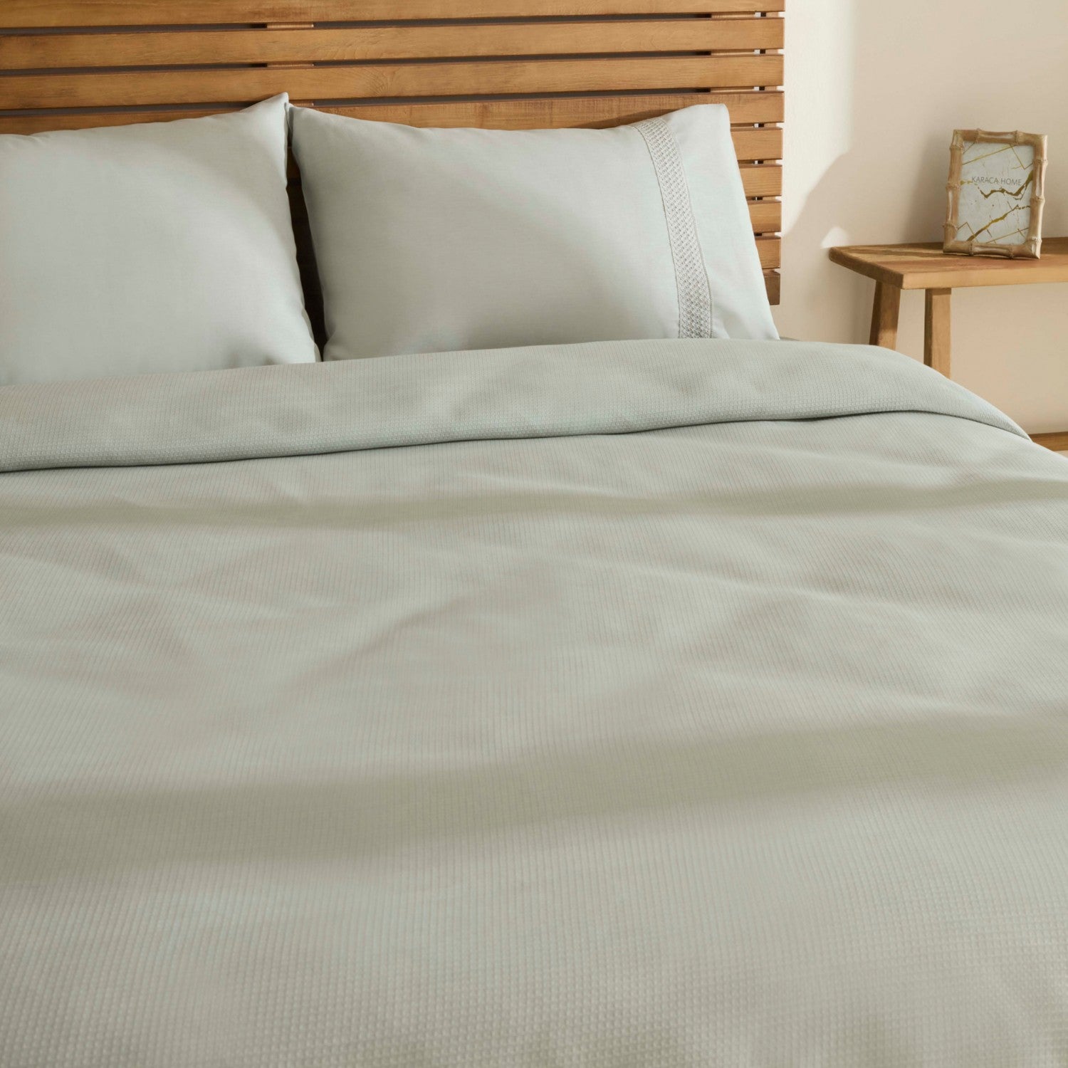 Karaca Home Maisy Bamboo Double Bed Quilt Set, Sage - MALLTURK