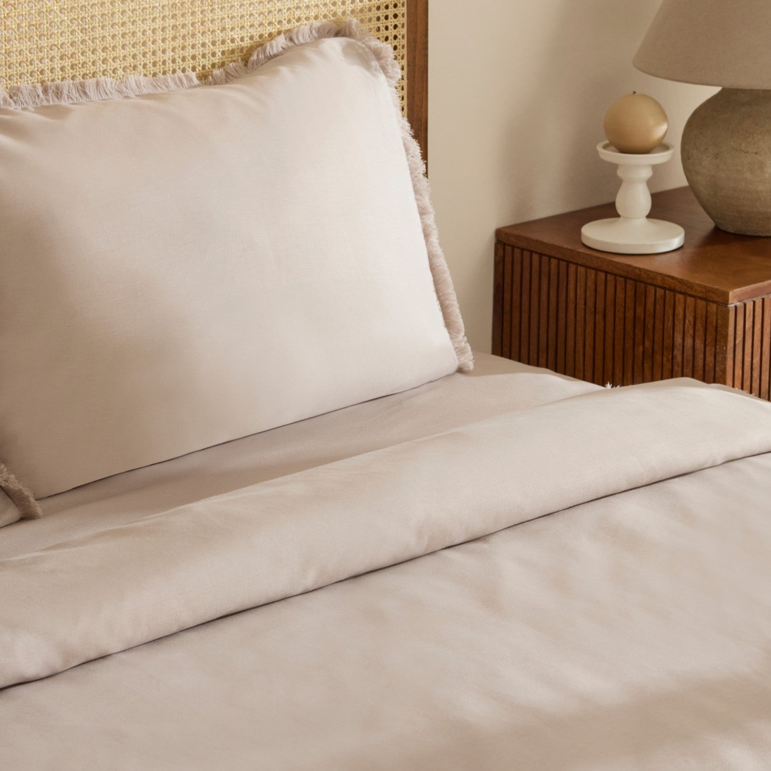 Karaca Home Ella Krep %100 Cotton Puskullu Double Duvet Cover Set Beige - MALLTURK