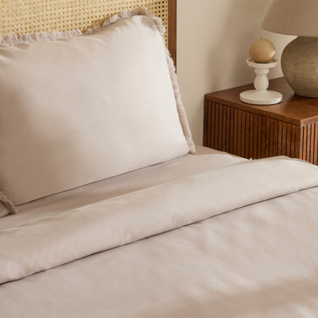 Karaca Home Ella Krep %100 Cotton Puskullu Double Duvet Cover Set Beige - MALLTURK