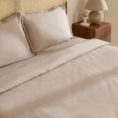 Karaca Home Ella Krep %100 Cotton Puskullu Double Duvet Cover Set Beige - MALLTURK