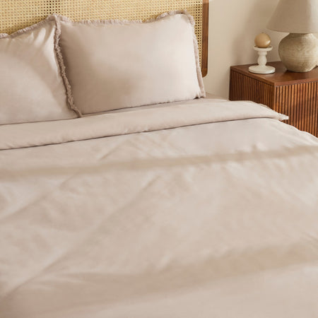 Karaca Home Ella Krep %100 Cotton Puskullu Double Duvet Cover Set Beige - MALLTURK