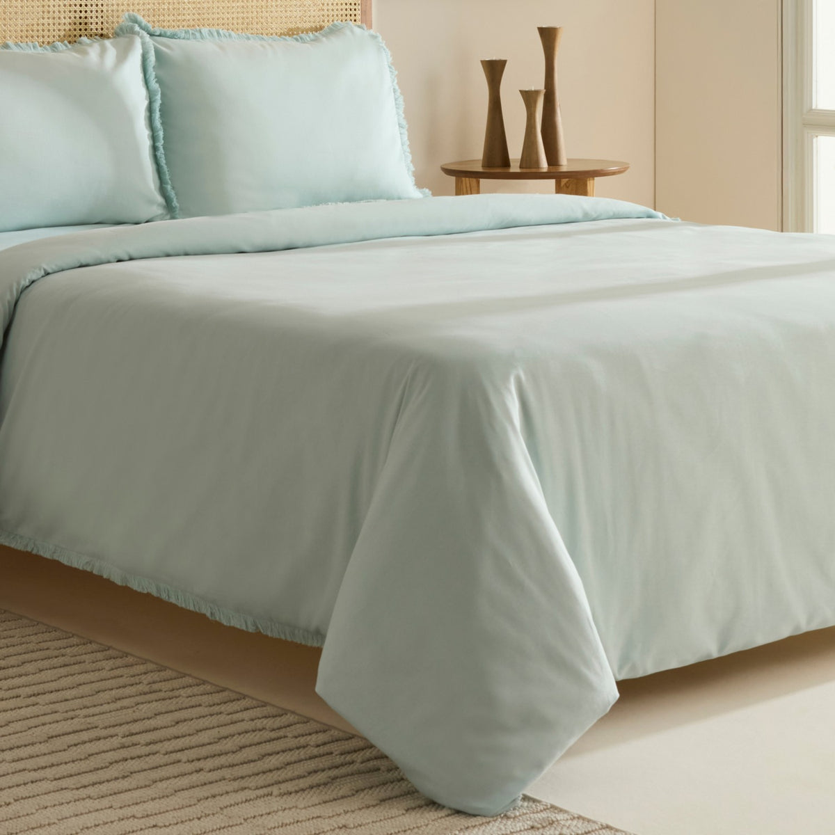 Karaca Home Ella Krep %100 Cotton Puskullu Double Duvet Cover Set Mint - MALLTURK
