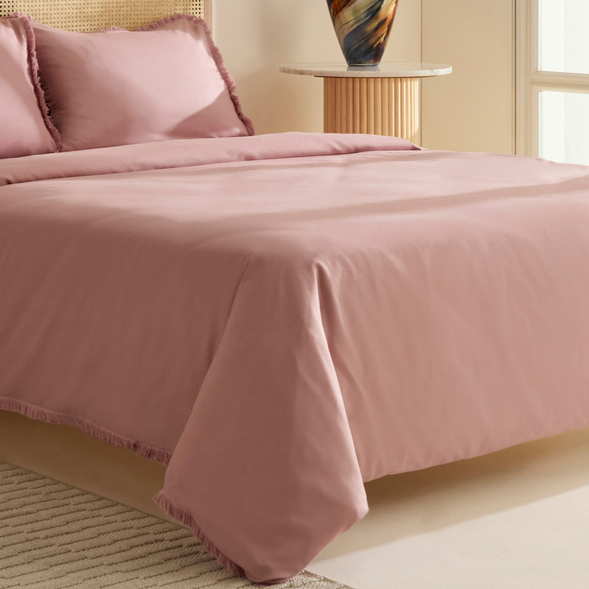 Karaca Home Ella Krep %100 Cotton Puskullu Double Duvet Cover Set Gul Kurusu - MALLTURK