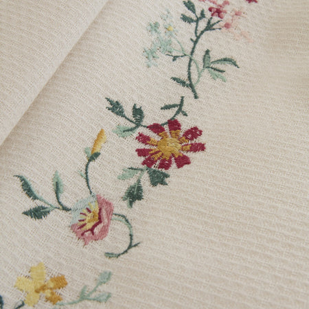 Karaca Home Liana Floral Embroidered 100% Cotton Double Bed Quilt Set White - MALLTURK