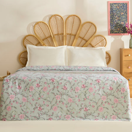 Karaca Home Nymira Cotton Double Single Quilted Bedspread Mint - MALLTURK