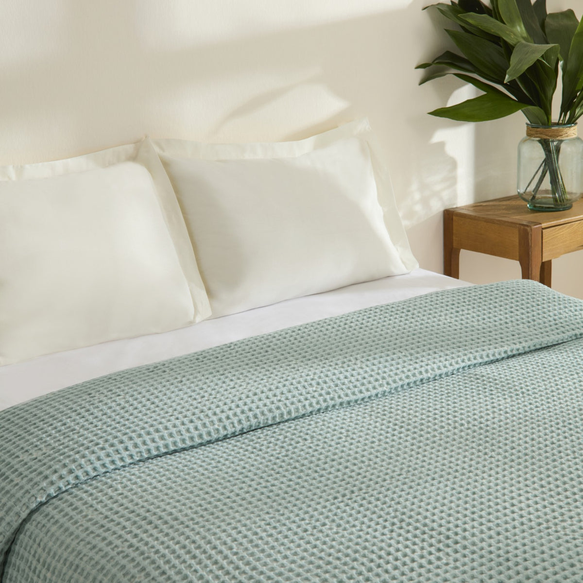 Karaca Home Mady Waffle Double Single Quilted Blanket Blue - MALLTURK