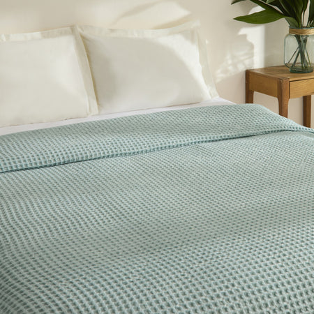 Karaca Home Mady Waffle Double Single Quilted Blanket Blue - MALLTURK