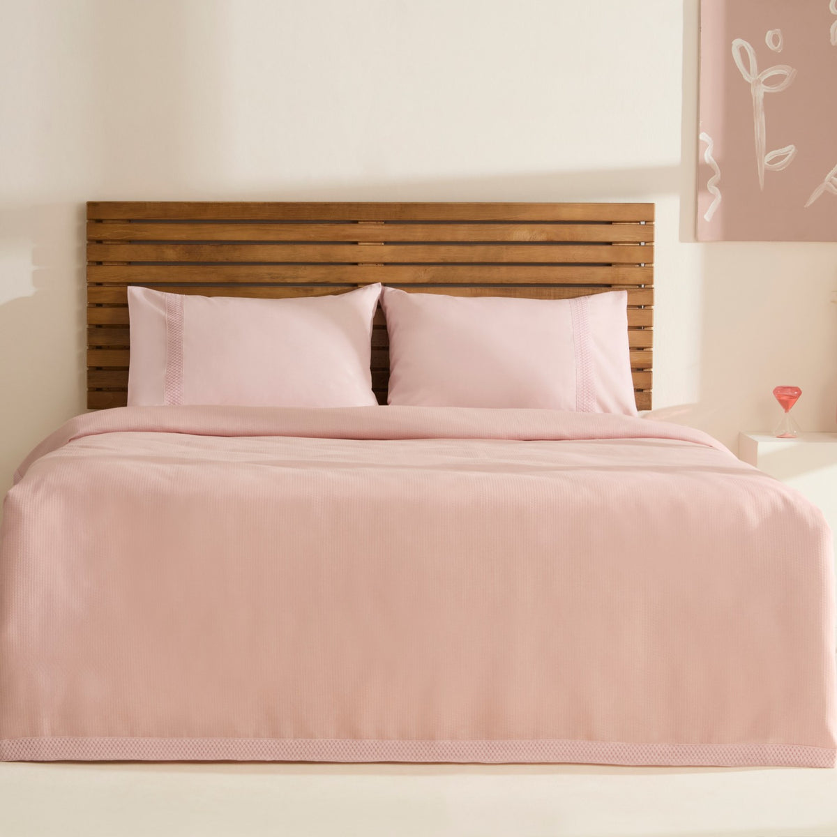 Karaca Home Maisy Bamboo Double Bed Quilt Set Powder Pink - MALLTURK