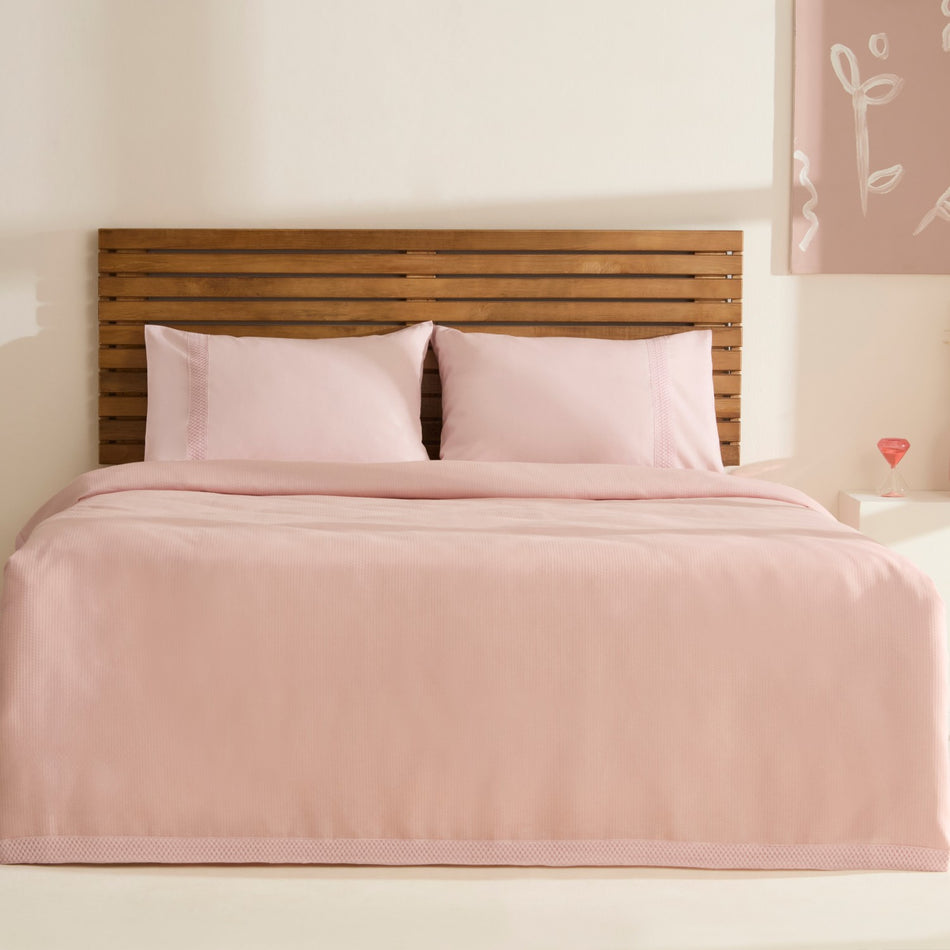 Karaca Home Maisy Bamboo Double Bed Quilt Set Powder Pink - MALLTURK