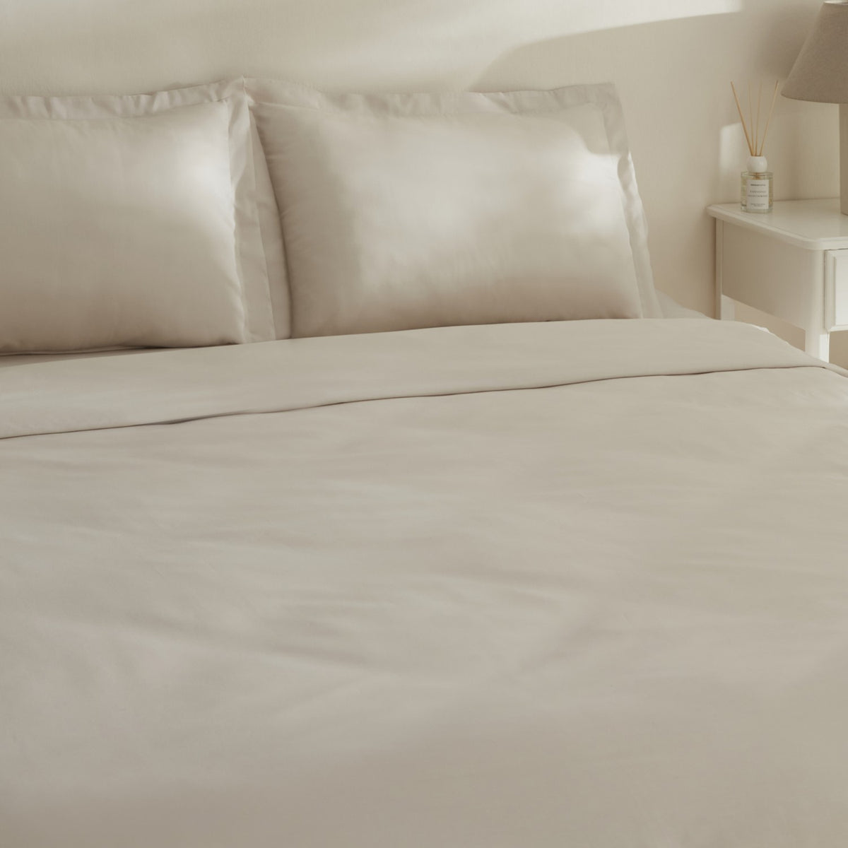Karaca Home Jemma 120 Thread Count %100 Cotton Sateen Double Duvet Cover Set Beige - MALLTURK