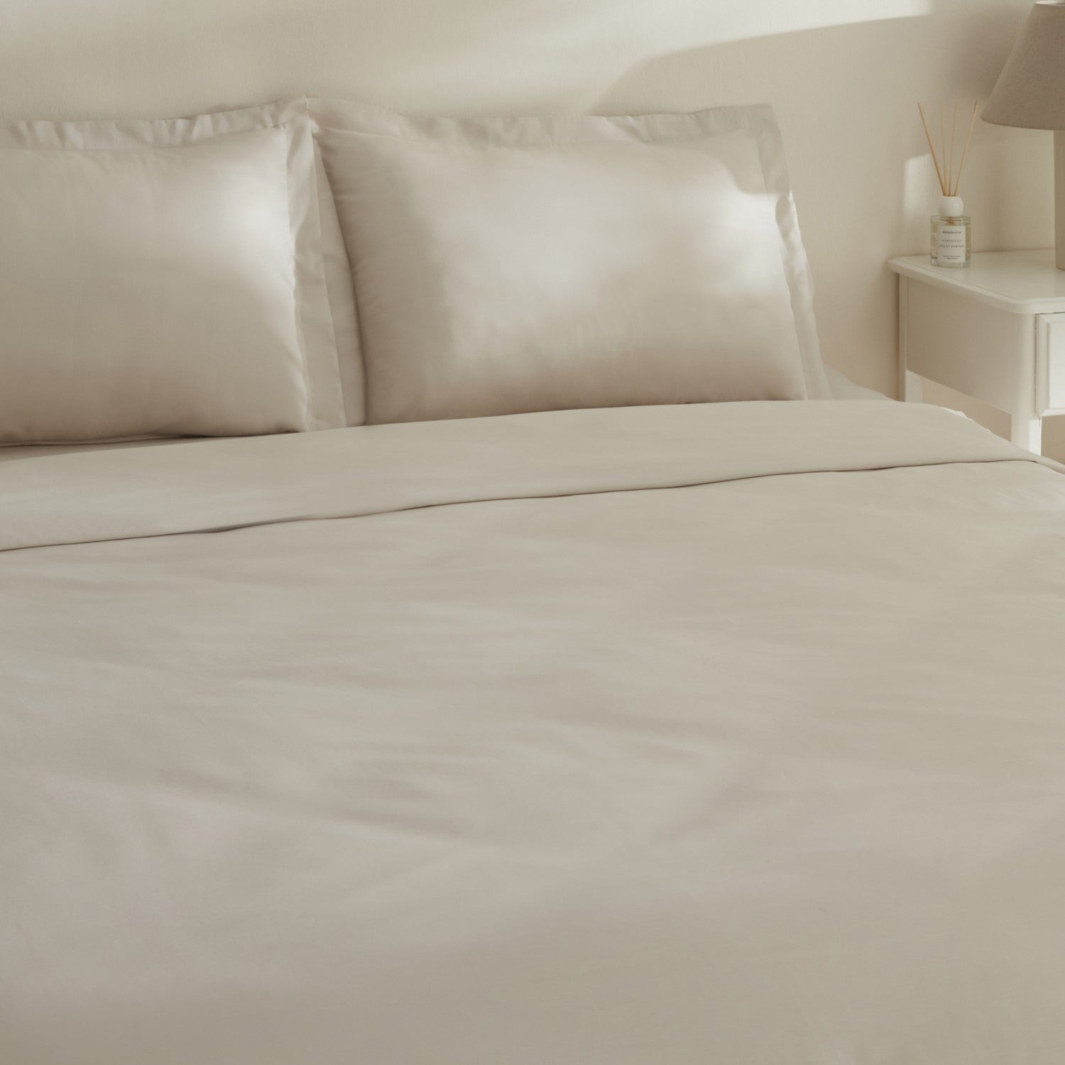 Karaca Home Jemma 120 Thread Count %100 Cotton Sateen Double Duvet Cover Set Beige - MALLTURK