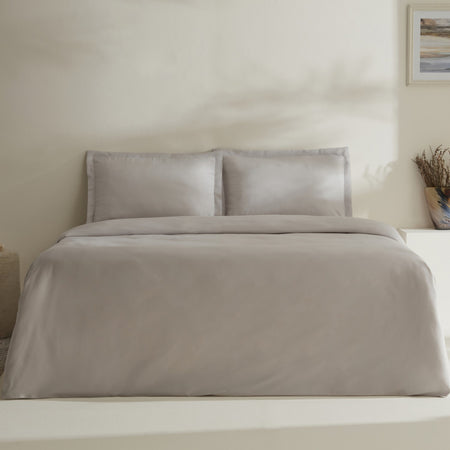 Karaca Home Jemma 120 Thread Count %100 Cotton Sateen Double Duvet Cover Set Gray - MALLTURK