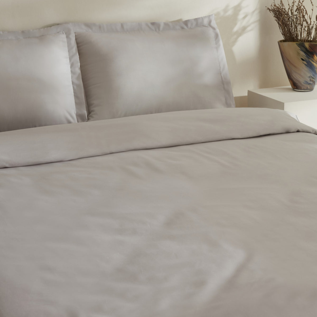 Karaca Home Jemma 120 Thread Count %100 Cotton Sateen Double Duvet Cover Set Gray - MALLTURK