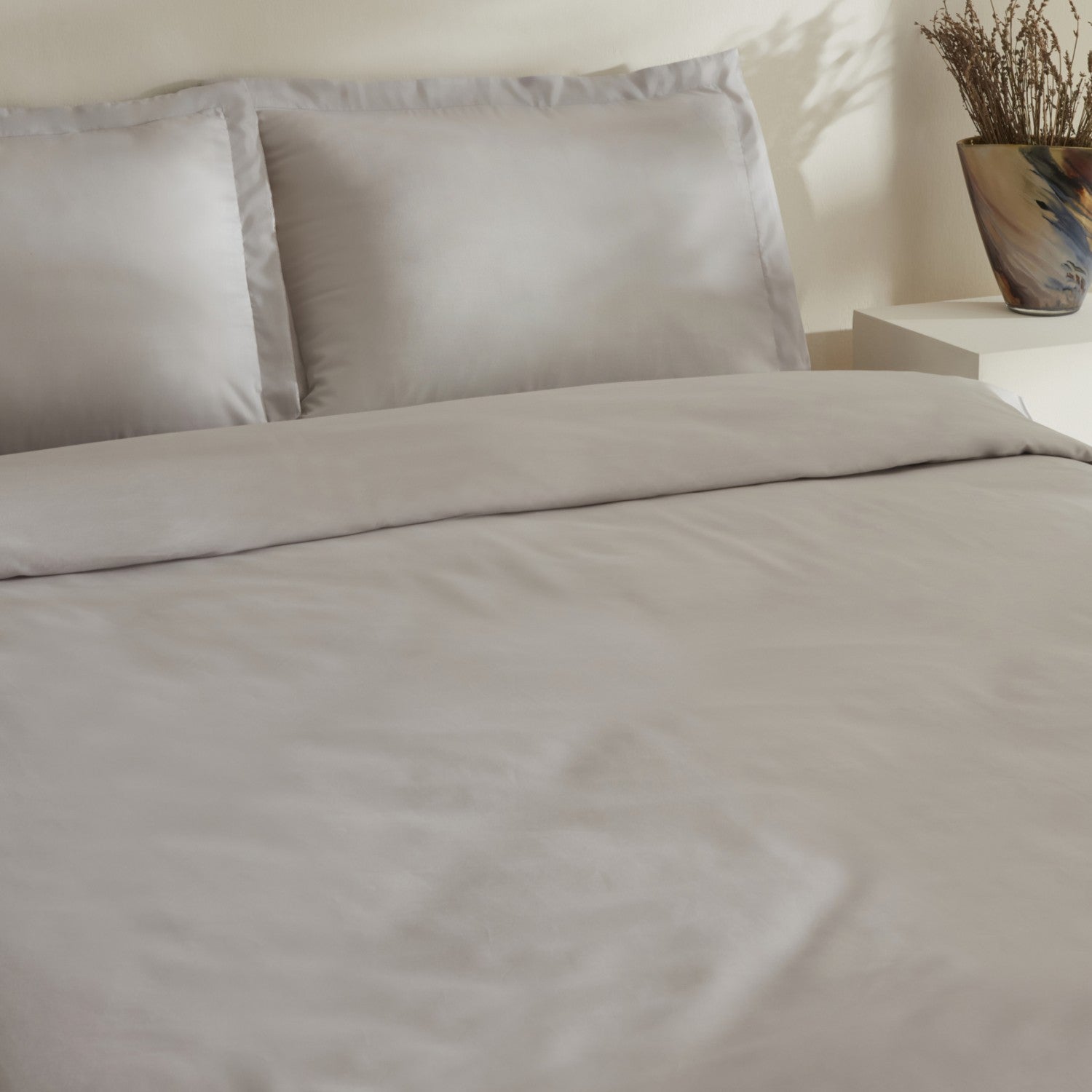 Karaca Home Jemma 120 Thread Count %100 Cotton Sateen Double Duvet Cover Set Gray - MALLTURK