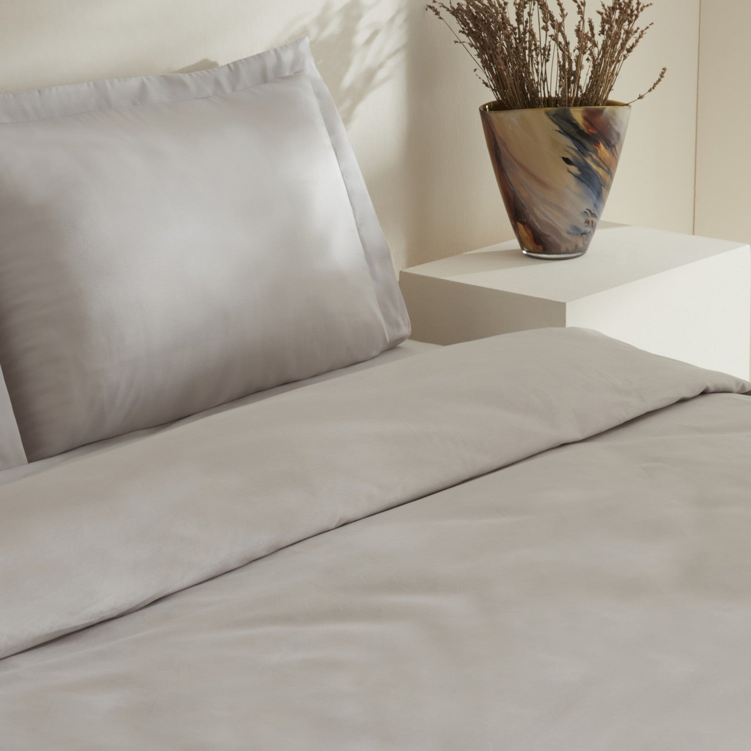Karaca Home Jemma 120 Thread Count %100 Cotton Sateen Double Duvet Cover Set Gray - MALLTURK