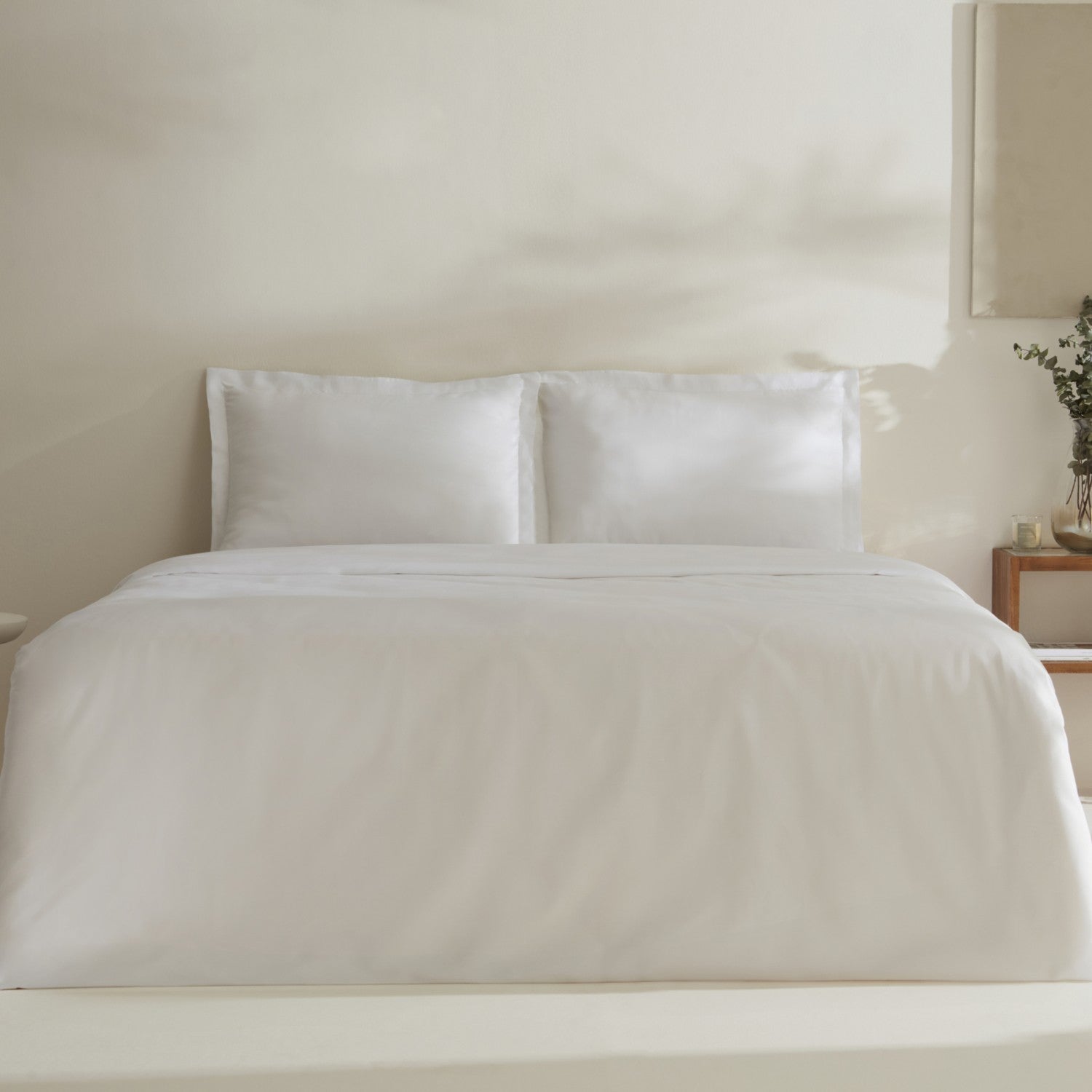 Karaca Home Jemma 120 Thread Count %100 Cotton Sateen Double Duvet Cover Set White - MALLTURK