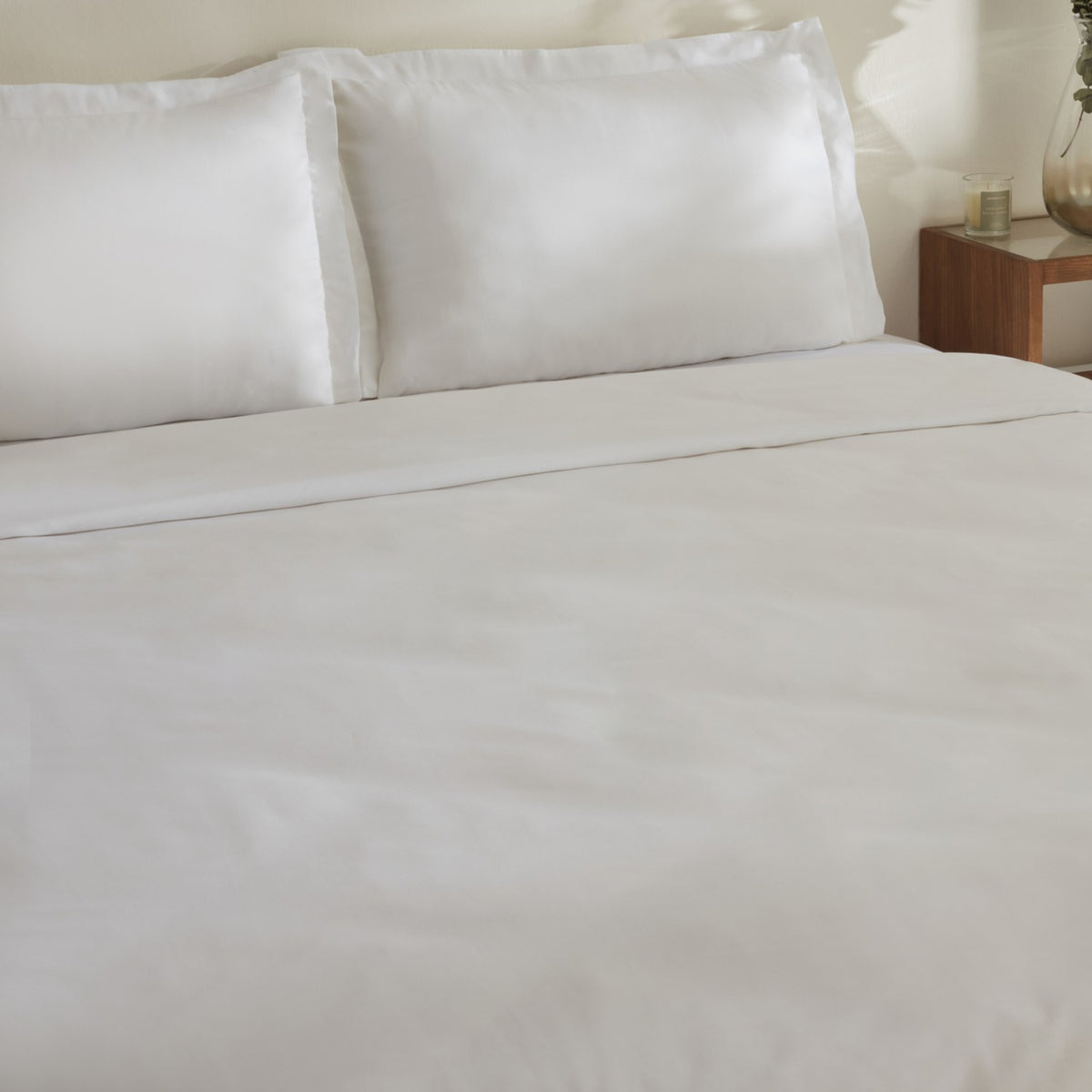 Karaca Home Jemma 120 Thread Count %100 Cotton Sateen Double Duvet Cover Set White - MALLTURK