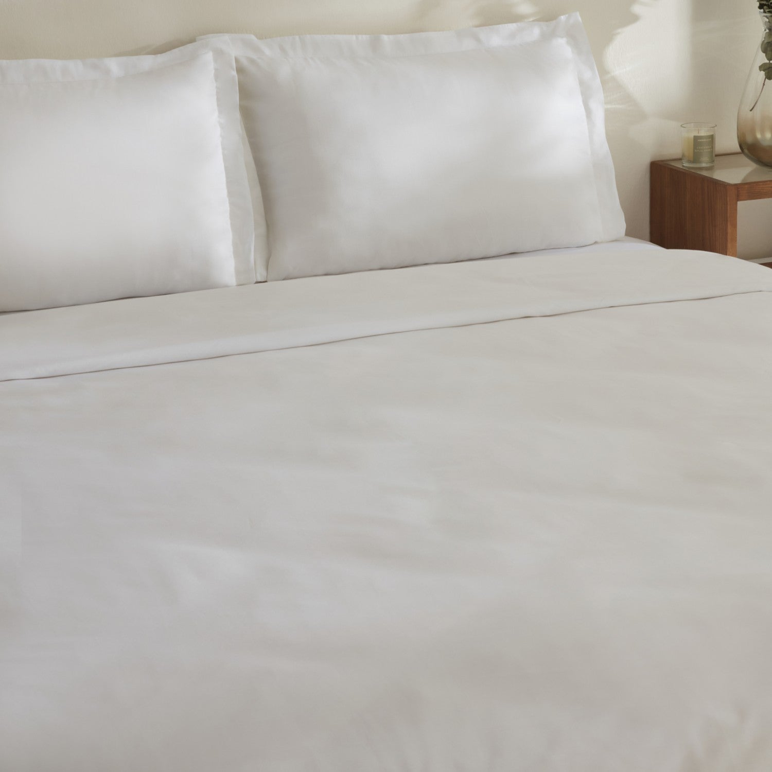Karaca Home Jemma 120 Thread Count %100 Cotton Sateen Double Duvet Cover Set White - MALLTURK
