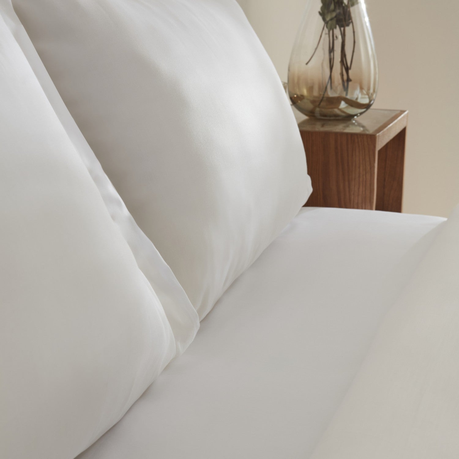 Karaca Home Jemma 120 Thread Count %100 Cotton Sateen Double Duvet Cover Set White - MALLTURK
