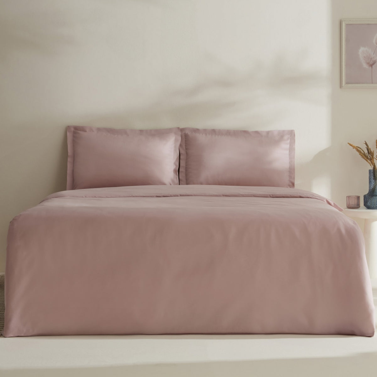 Karaca Home Jemma 120 Thread Count %100 Cotton Sateen Double Duvet Cover Set Powder Pink - MALLTURK