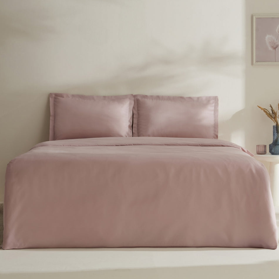Karaca Home Jemma 120 Thread Count %100 Cotton Sateen Double Duvet Cover Set Powder Pink - MALLTURK