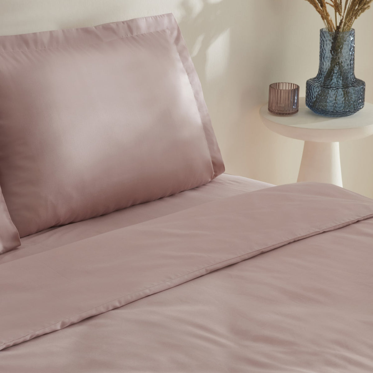 Karaca Home Jemma 120 Thread Count %100 Cotton Sateen Double Duvet Cover Set Powder Pink - MALLTURK
