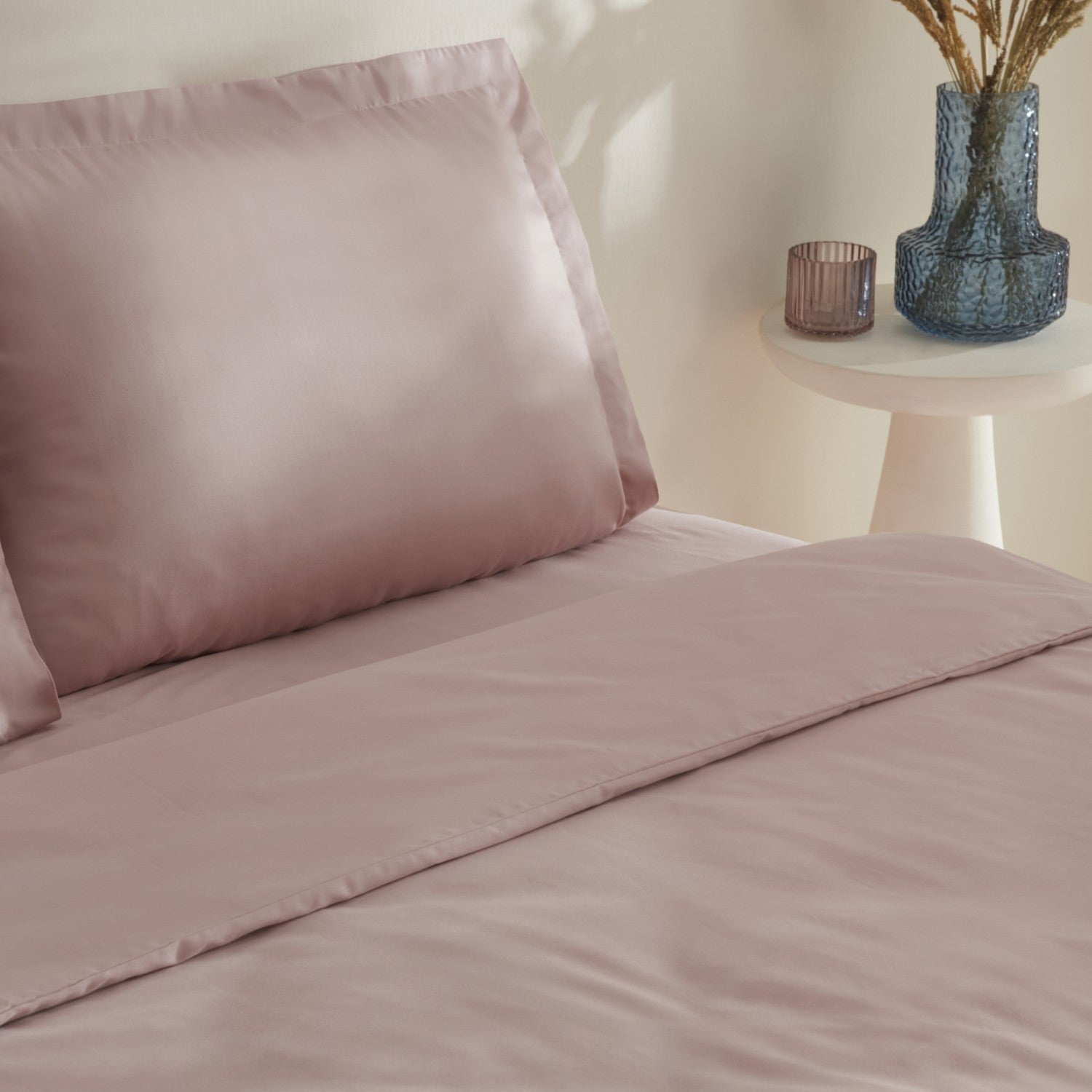 Karaca Home Jemma 120 Thread Count %100 Cotton Sateen Double Duvet Cover Set Powder Pink - MALLTURK