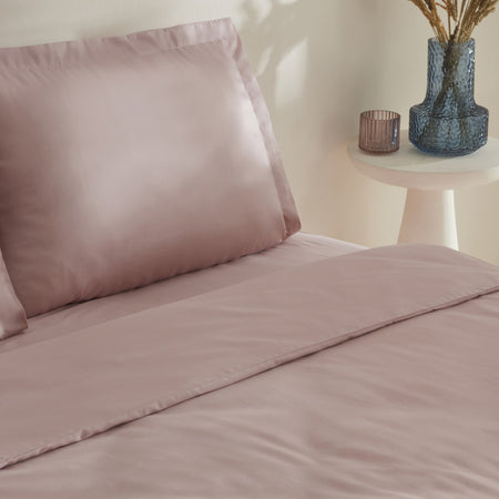 Karaca Home Jemma 120 Thread Count %100 Cotton Sateen Double Duvet Cover Set Powder Pink - MALLTURK