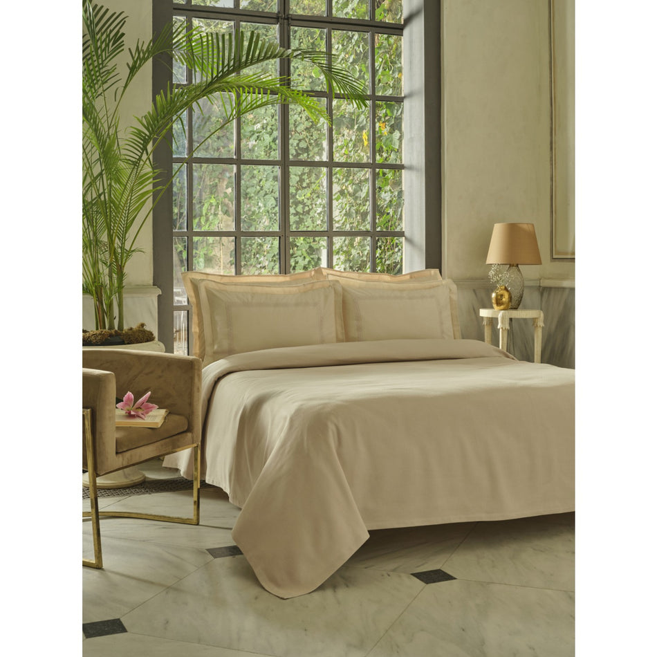 Karaca Home Shanse Nish Set Double Bed Quilted Bedding Set Beige - MALLTURK