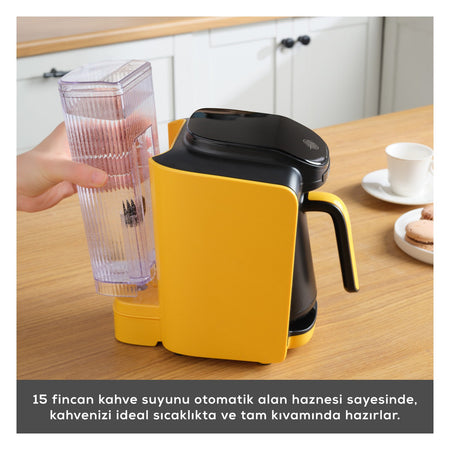 Karaca Hatir Turkish Coffee Maker with Automatic Water Tank, Pineapple Yellow - MALLTURK