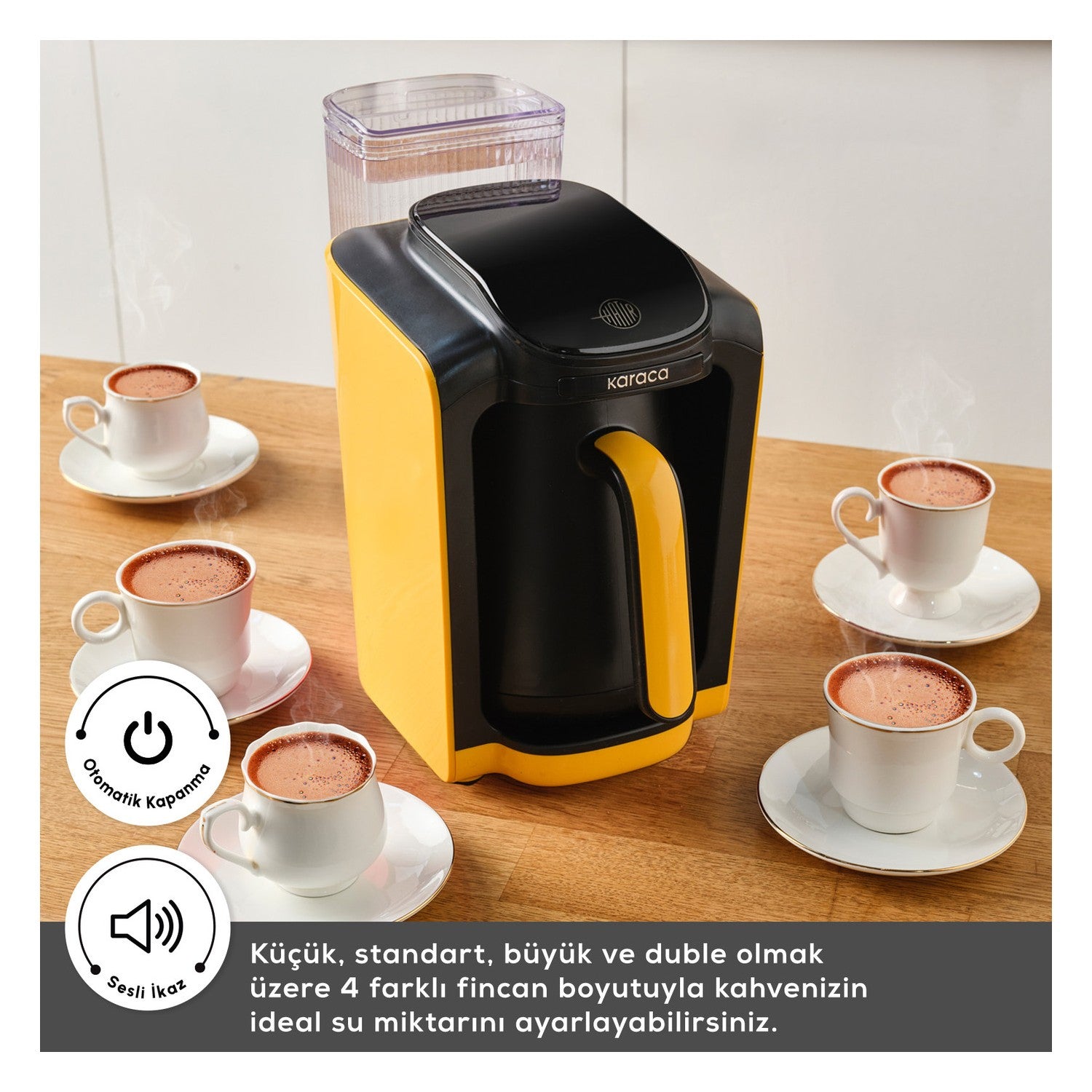 Karaca Hatir Turkish Coffee Maker with Automatic Water Tank, Pineapple Yellow - MALLTURK