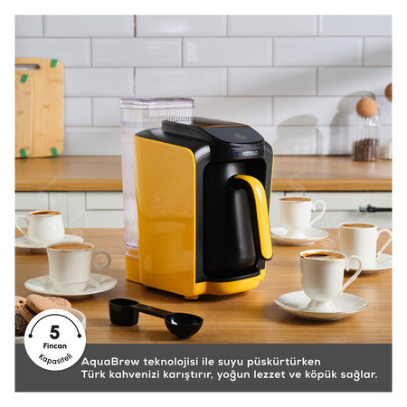 Karaca Hatir Turkish Coffee Maker with Automatic Water Tank, Pineapple Yellow - MALLTURK