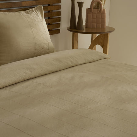 Karaca Home Carmine %100 Cotton Embroidered Buttoned Garment Washed Double Duvet Cover Set Beige